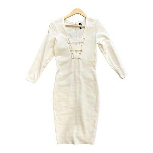 MARCIANO WOMENS DRESS WHITE LONG SLEEVE FORMAL AND COCKTAIL TAG SIZE L.